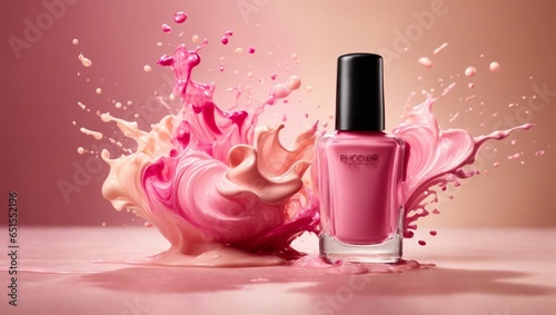 pink and beige nail polish, liquid splash