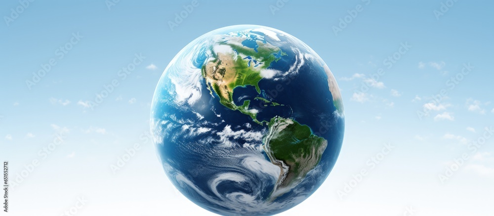 Isolated blue planet Earth on white background Image elements from Artificial Intelligence