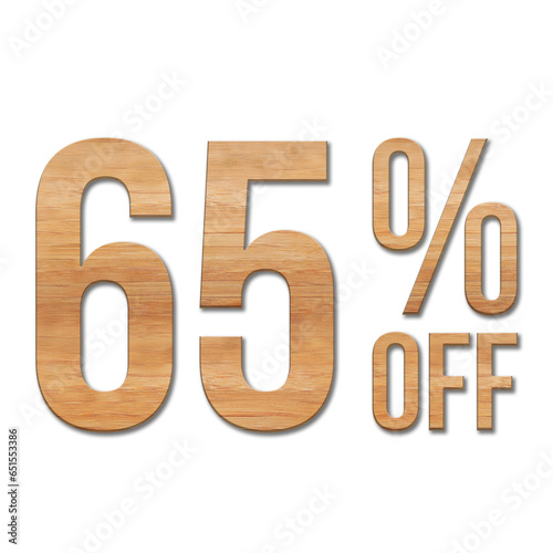 65 Percent Discount Offers Tag with Oak Style Design