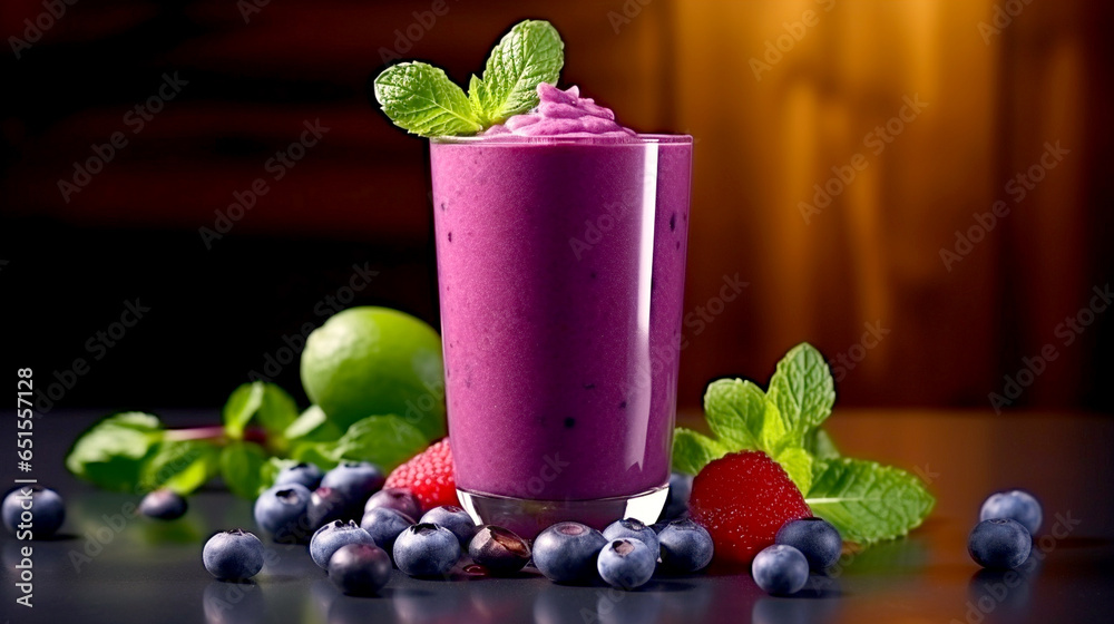 glass of blueberry juice on table fresh smoothie cocktail glass of blueberry juice on table fresh smoothie cocktail