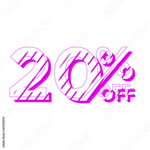 20 Percent Discount Offers Tag with Stripe Style Design