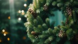 Christmas wreath with pine needles