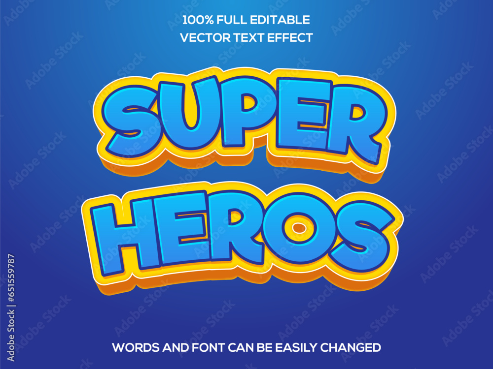 Super Heros 3d Editable text effect vector