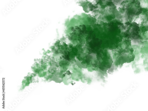 Green smoke or gas that spreads out.  Illustrations, objects for use in various graphics.  Clouds on a transparent background, used for various graphic elements.