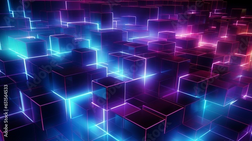 vibrant neon 3D cubes abstract background