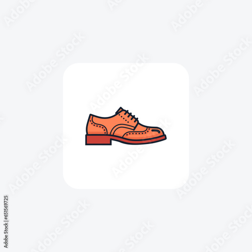 Bold Orange Brogues Shoes and footwear Flat Color Icon set isolated on white background flat color vector illustration Pixel perfect