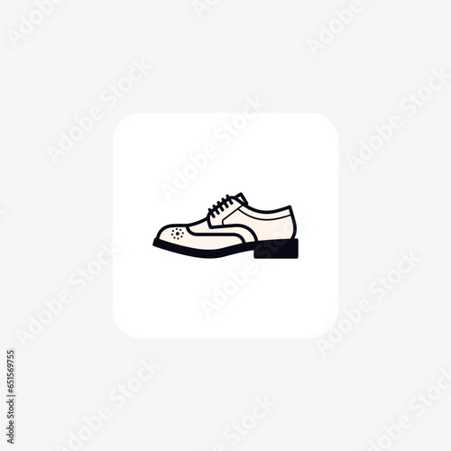 Off-White Brogues Shoes and footwear Flat Color Icon set isolated on white background flat color vector illustration Pixel perfect