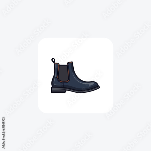 Black Chelsea Boots Shoes and footwear Flat Color Icon set isolated on white background flat color vector illustration Pixel perfect