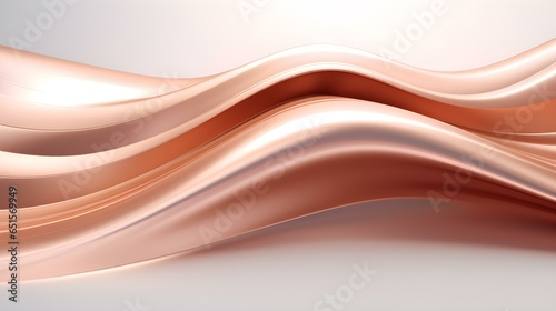 Abstract 3D Background of soft Waves in rose gold Colors. Elegant Wallpaper 