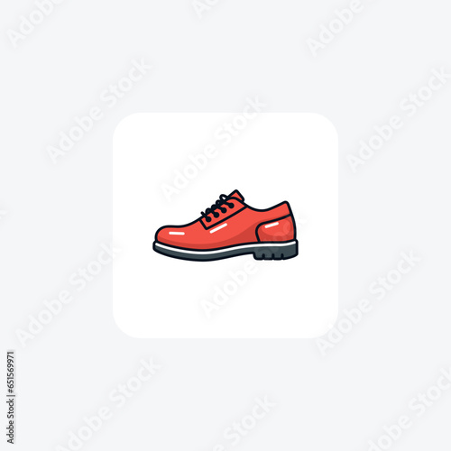 Red Chelsea Boots Shoes and footwear Flat Color Icon set isolated on white background flat color vector illustration Pixel perfect