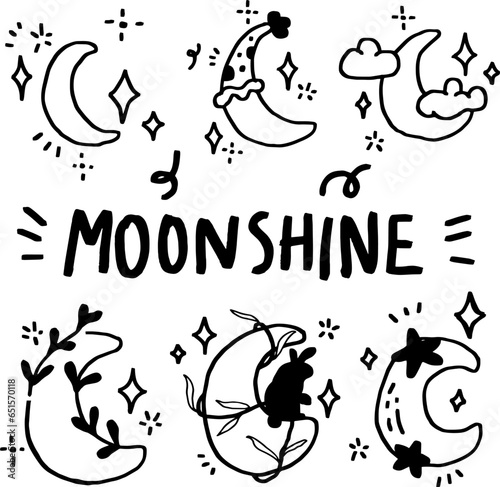 hand drawn moonshine line design