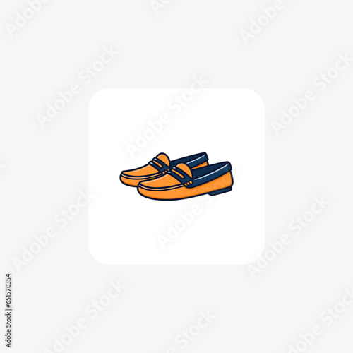 Brown Driving Loafers Shoes and footwear Flat Color Icon set isolated on white background flat color vector illustration Pixel perfect © Blinix Solutions