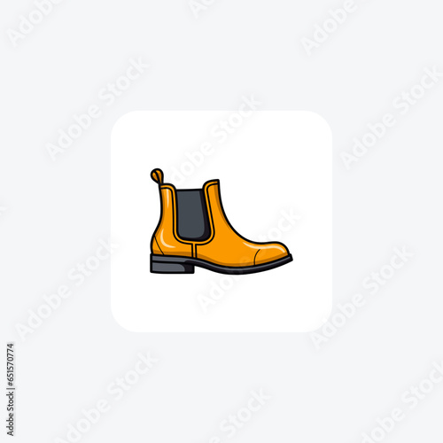 Golden Chelsea Boots Shoes and footwear Flat Color Icon set isolated on white background flat color vector illustration Pixel perfect