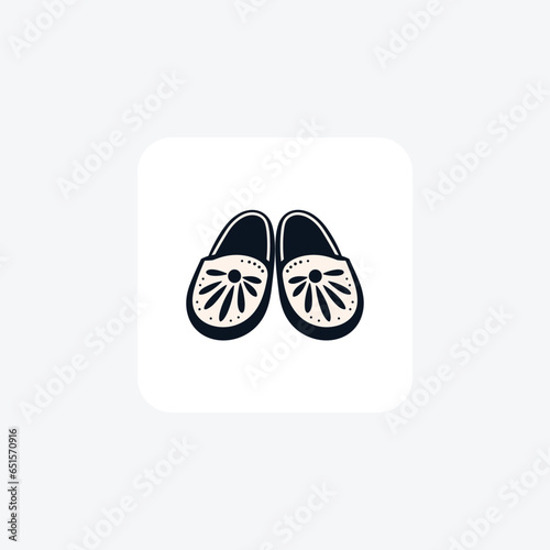 Black Moccasin Shoes and footwear Color Icon set isolated on white background color vector illustration Pixel perfect