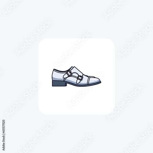 White Oxford Boots Shoes and footwear Flat Color Icon set isolated on white background flat color vector illustration Pixel perfect