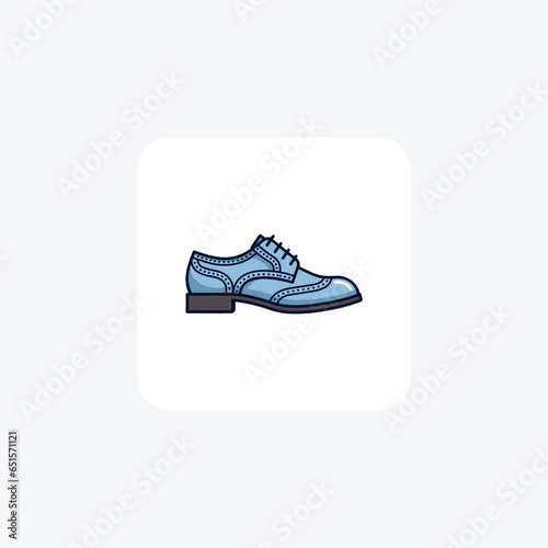 Blue Oxford Boots Shoes and footwear Flat Color Icon set isolated on white background flat color vector illustration Pixel perfect