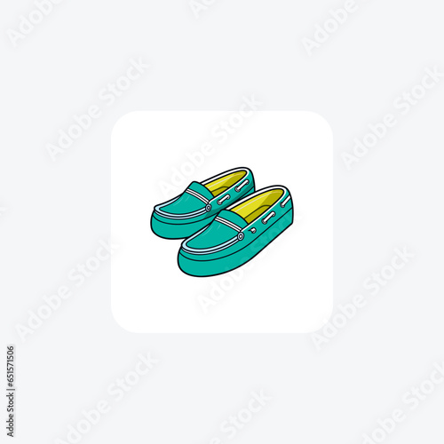 Blue Slip-On Espadrille sandals Shoes and footwear Flat Color Icon set isolated on white background flat color vector illustration Pixel perfect