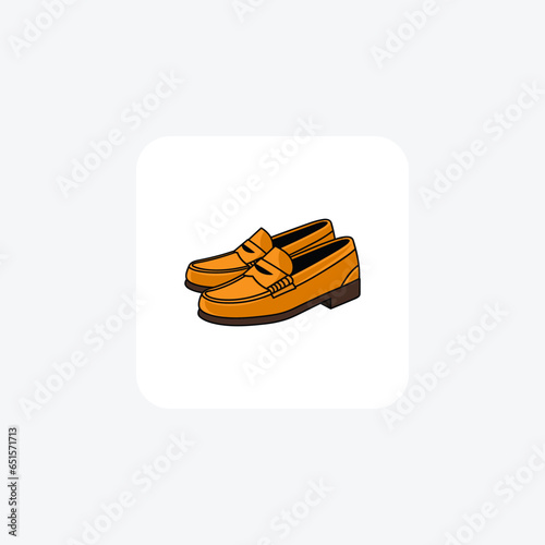 Classic Suede Penny Driver Moccasins Shoes and footwear Flat Color Icon set isolated on white background flat color vector illustration Pixel perfect
