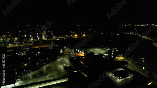 High Angle View of South East Downtown and Central Luton City and Commercial District After Sunset. The Image Was Captured With Drone's Camera on September 5th, 2023 photo