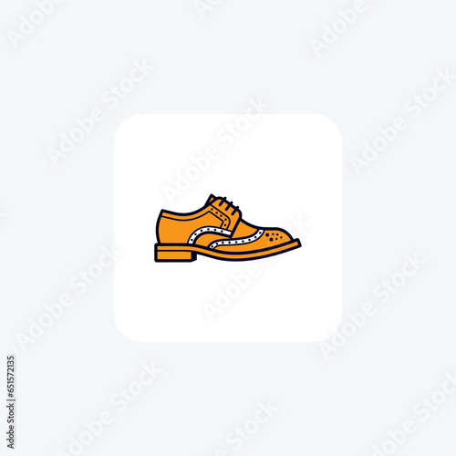 Wingtip Brogue Shoes and footwear Flat Color Icon set isolated on white background flat color vector illustration Pixel perfect