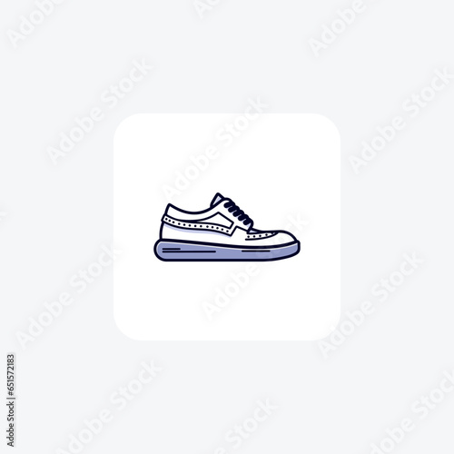 Brogue Sneakers Shoes and footwear Flat Color Icon set isolated on white background flat color vector illustration Pixel perfect