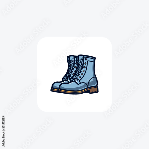 Chelsea ankle Shoes and footwear Flat Color Icon set isolated on white background flat color vector illustration Pixel perfect