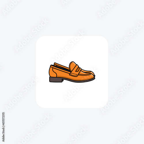 Wingtip Brogues Shoes and footwear Flat Color Icon set isolated on white background flat color vector illustration Pixel perfect