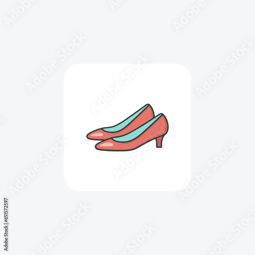 Orange Ballet Flats Shoes and footwear Flat Color Icon set isolated on white background flat color vector illustration Pixel perfect