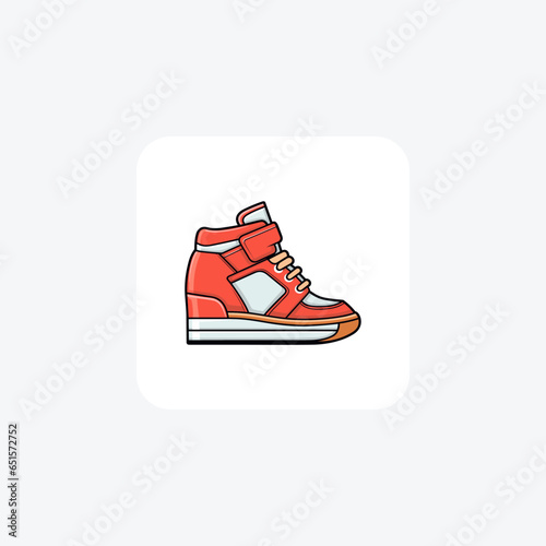 Women's Cork Wedge Sneakers Shoes and footwear Flat Color Icon set isolated on white background flat color vector illustration Pixel perfect