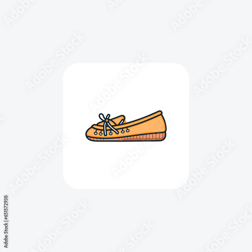 Yellow Espadrille Flats Women's Shoes and footwear Flat Color Icon set isolated on white background flat color vector illustration Pixel perfect