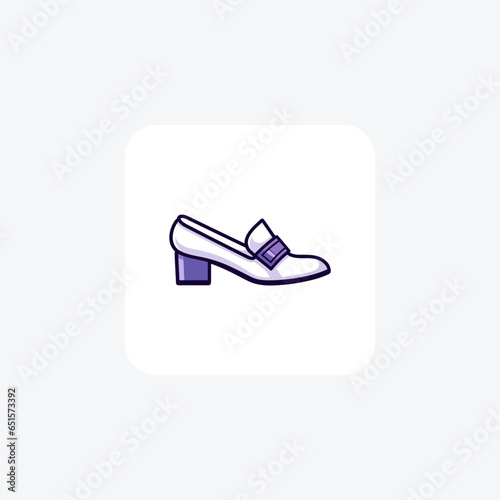White Loafer Mules Women's Shoes and footwear Flat Color Icon set isolated on white background flat color vector illustration Pixel perfect