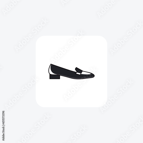 Black Loafer Mules Women's Shoes and footwear Flat Color Icon set isolated on white background flat color vector illustration Pixel perfect