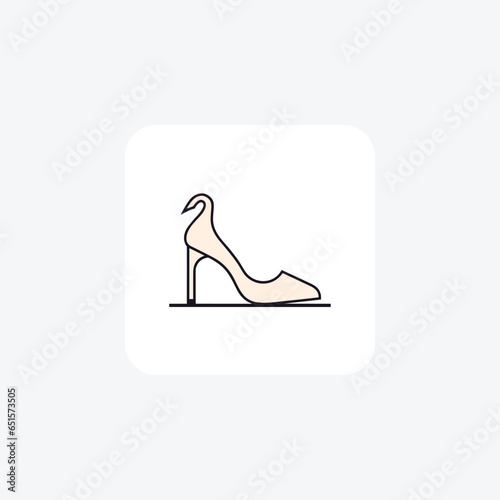 Mule Women's Shoes and footwear Flat Color Icon set isolated on white background flat color vector illustration Pixel perfect