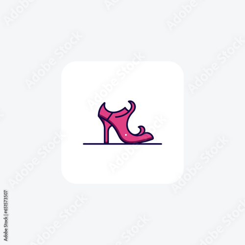 Red Mule Women's Shoes and footwear Flat Color Icon set isolated on white background flat color vector illustration Pixel perfect