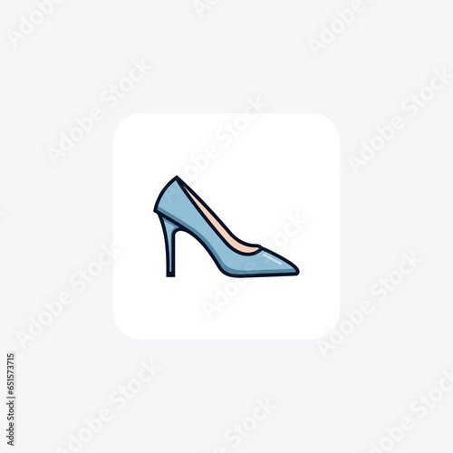 Blue Pointed Toe Mules Women's Shoes and footwear Flat Color Icon set isolated on white background flat color vector illustration Pixel perfect