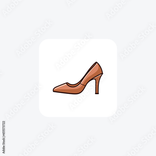Brown Pointed Toe Mules Women's Shoes and footwear Flat Color Icon set isolated on white background flat color vector illustration Pixel perfect