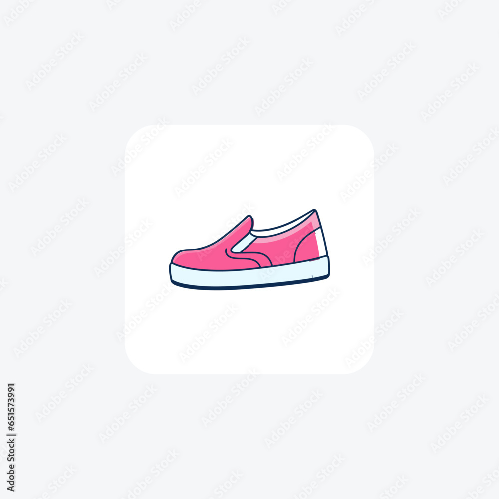 Slip-On Flat Sneakers Women's Shoes and footwear Flat Color Icon set isolated on white background flat color vector illustration Pixel perfect Slip-On Flat Sneakers Women's Shoes and footwear Flat Color Icon set isolated on white background flat color vector illustration Pixel perfect