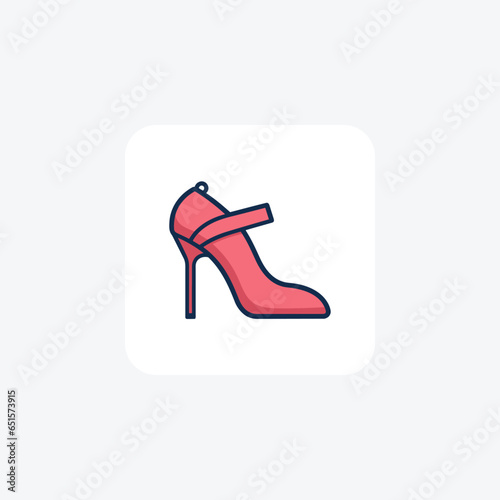 Red Slingback Bootie Women's Shoes and footwear Flat Color Icon set isolated on white background flat color vector illustration Pixel perfect