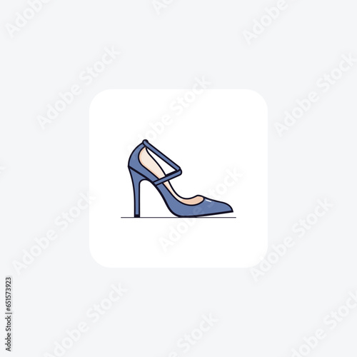 Blue Slingback Heel Women's Shoes and footwear Flat Color Icon set isolated on white background flat color vector illustration Pixel perfect