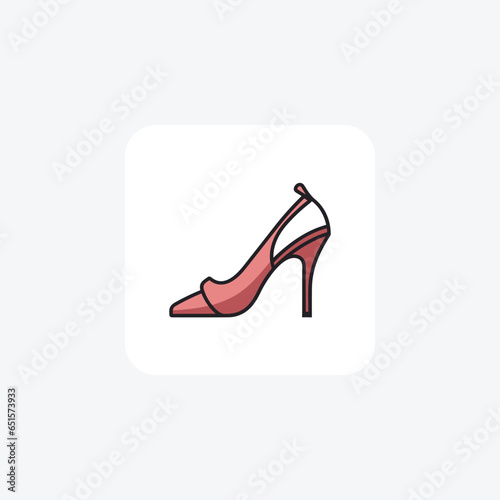 Slingback Heel Women's Shoes and footwear Flat Color Icon set isolated on white background flat color vector illustration Pixel perfect