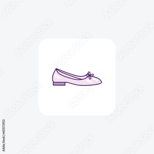 Purple Slip-On Ballerina Flat Women's Shoes and footwear Flat Color Icon set isolated on white background flat color vector illustration Pixel perfect
