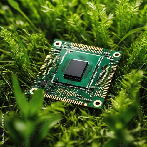 electronic circuit board on grass