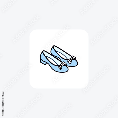 Blue Slip-On Ballerina Flat Women's Shoes and footwear Flat Color Icon set isolated on white background flat color vector illustration Pixel perfect