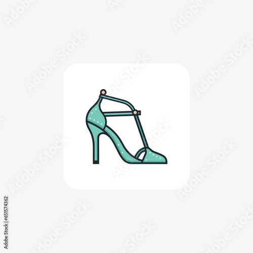 T-Strap Flats FashionableShoes and footwear Flat Color Icon set isolated on white background flat color vector illustration Pixel perfect photo