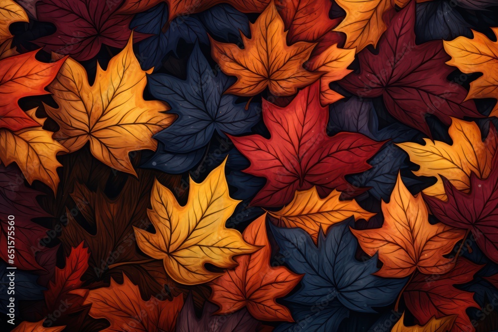 red, yellow and green autumn leaves background
