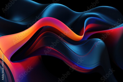 blue and orange waves abstract background with glowing lines. colorful backdrop for presentation. website horizontal banner.