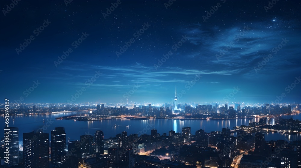 Fototapeta premium Panoramic view of night city