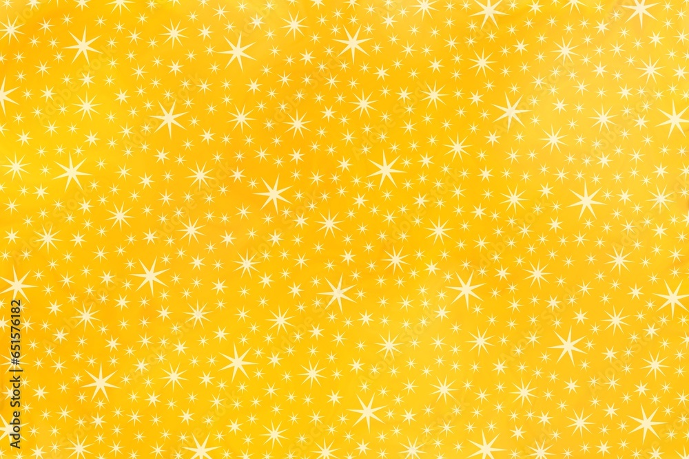 Bright stars on yellow background, different sizes of stars, different shades of yellow. Large number of stars on the surface. Christmas backdrop.