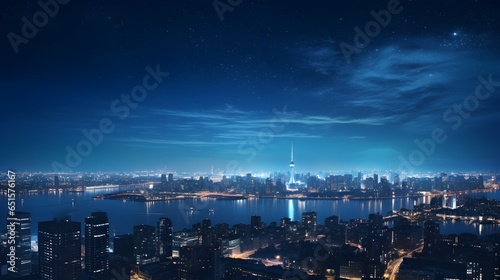 Panoramic view of night city