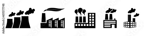 Vector Power Plant and Factory icons isolated on white.